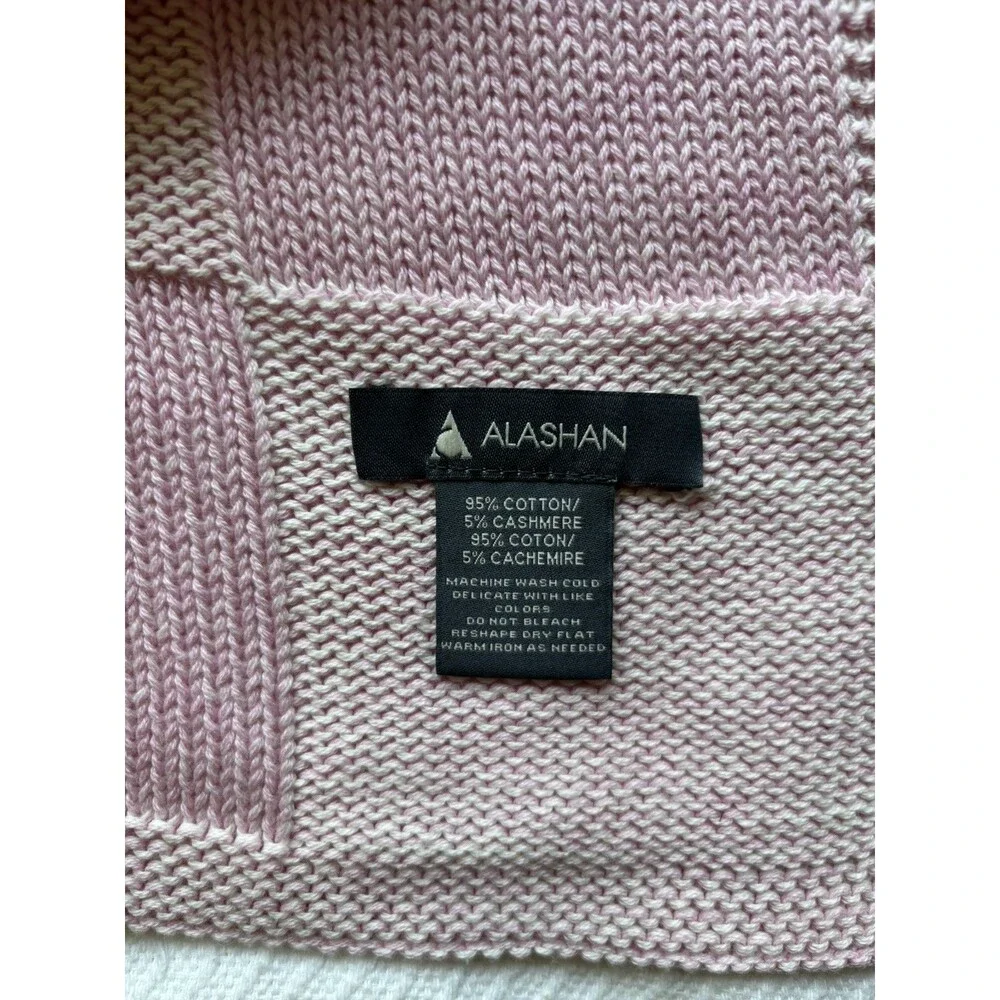 Alashan Cotton Cashmere Blend Charlie Knit Baby Blanket Bermuda Pink Checked